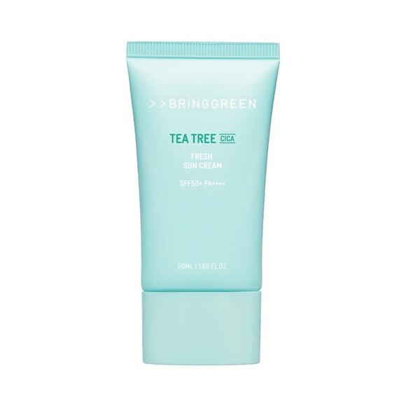 NEW Olive Young BRINGGREEN Tea Tree Cica Fresh Sun Cream 50mL - Korean Beauty - Picture 1 of 2